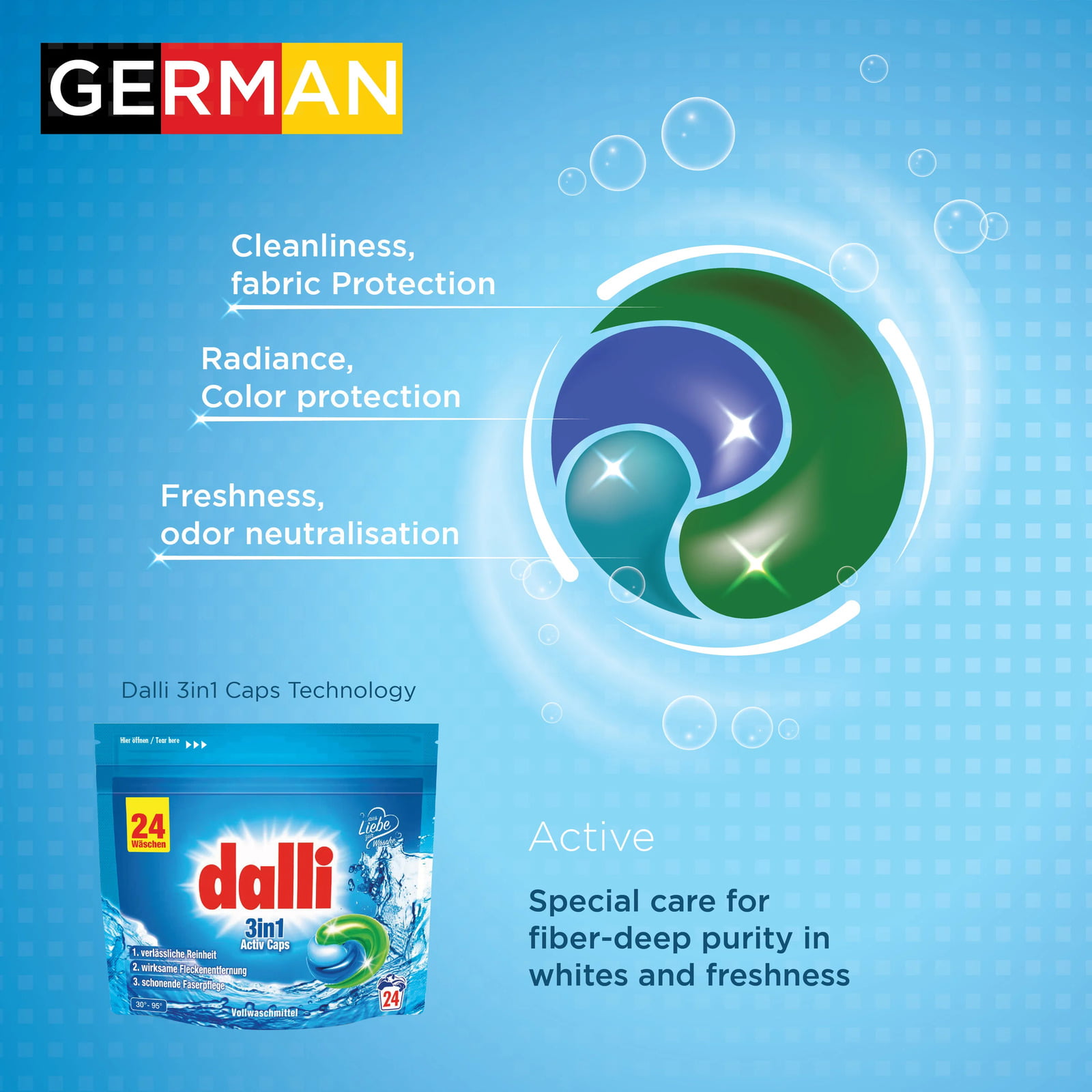 German White Laundry Washing Detergent Capsules